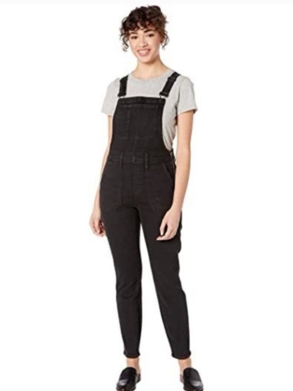 Madewell Lunar Charcoal Black Wash Skinny Denim Overalls